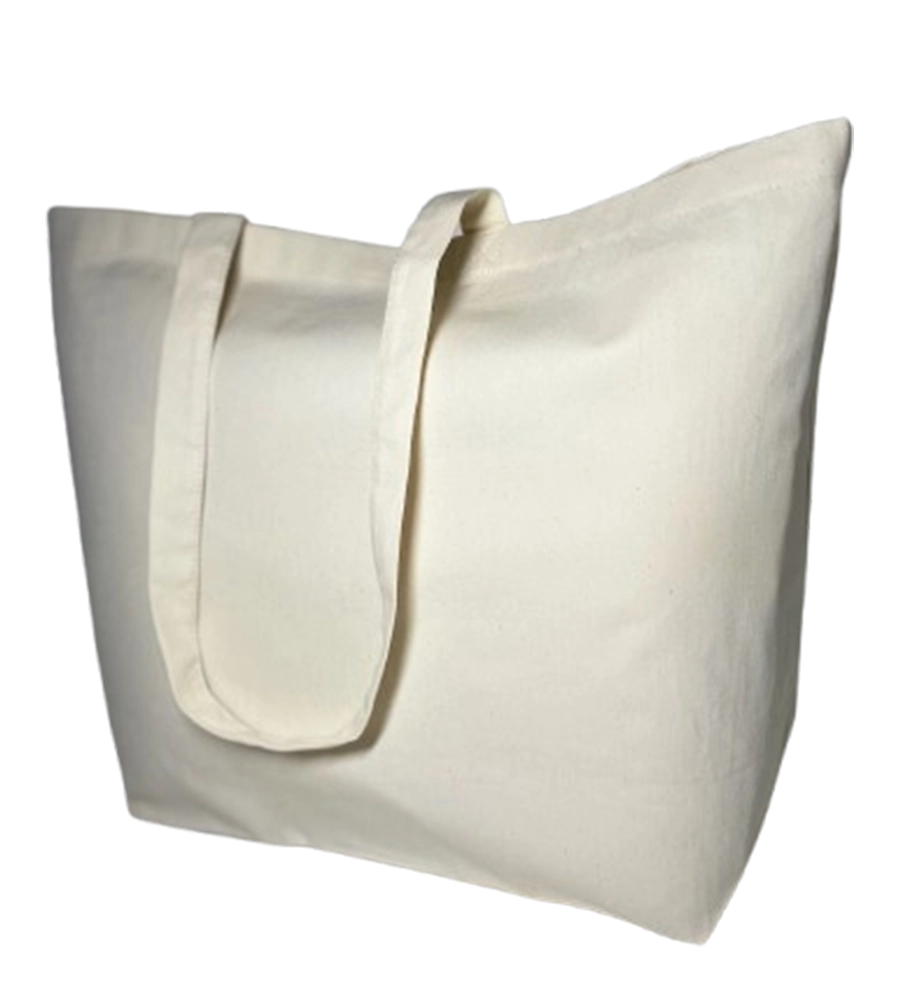 Breite Strand Stoffbeutel Qualited T Strand 220g aus Baumwolle – mit Boden, robust und elegant im natürlichen Ecru-Ton.