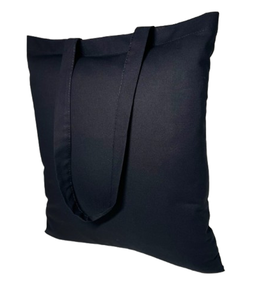 Schwarze Baumwolltasche 140g Standard TF Schwarz mit langen Henkeln 70 cm, 38x42 cm, aus 100 % Baumwolle mit Oeko-Tex-Zertifikat, umweltfreundlich und strapazierfähig
