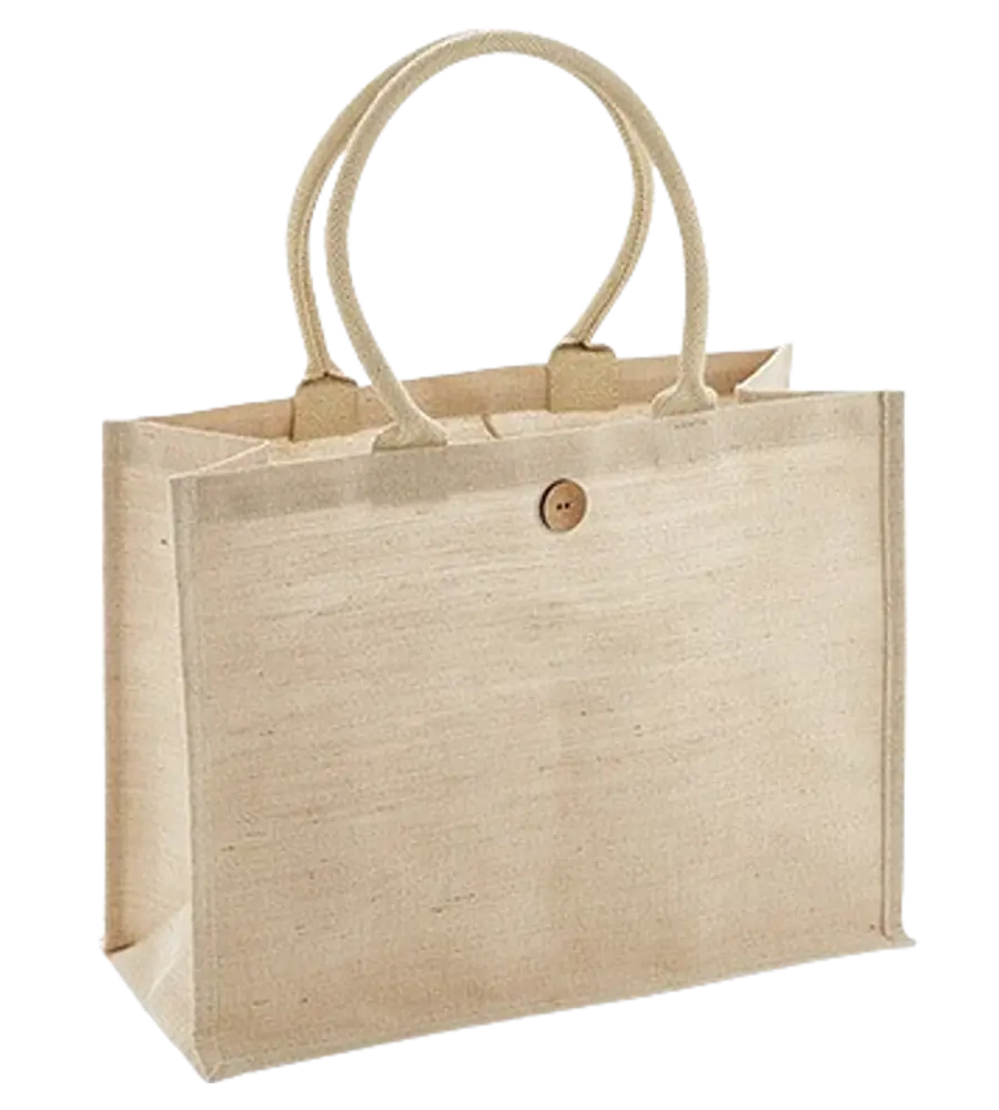 Jutebeutel Jute T16 Breit – 42x33x19 cm im Jute-Baumwoll-Mix mit langen Baumwollhenkeln