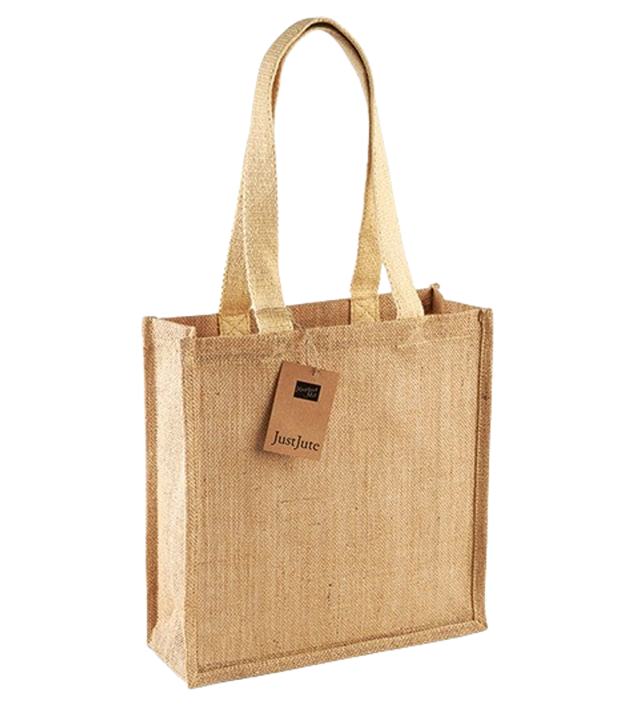 Jutebeutel Jute T4 Shopper – quadratische Jutetasche 30x30x12 cm mit langen Baumwollhenkeln